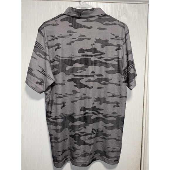 Travis Mathew Golf Polo Shirt Large Gray Camo Island Print Short Sleeve - Picture 4 of 4